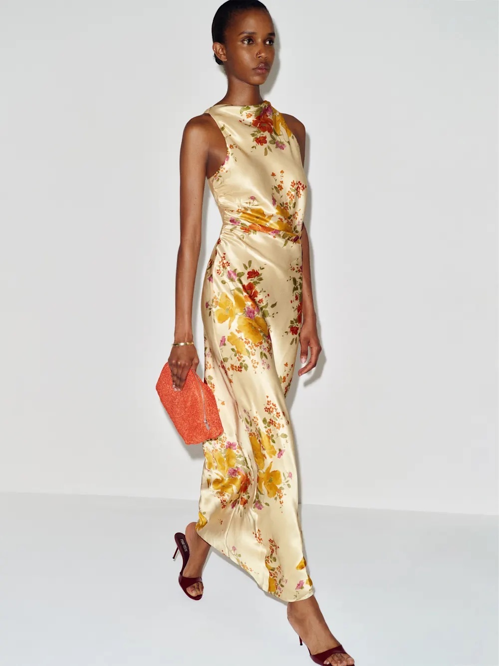 NEW Reformation Anaiis Silk Long Yellow Floral Backless Dress Crescendo US6 UK10